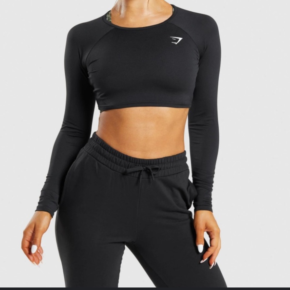 Gymshark Vital 2.0 Black Long Sleeve Crop Top